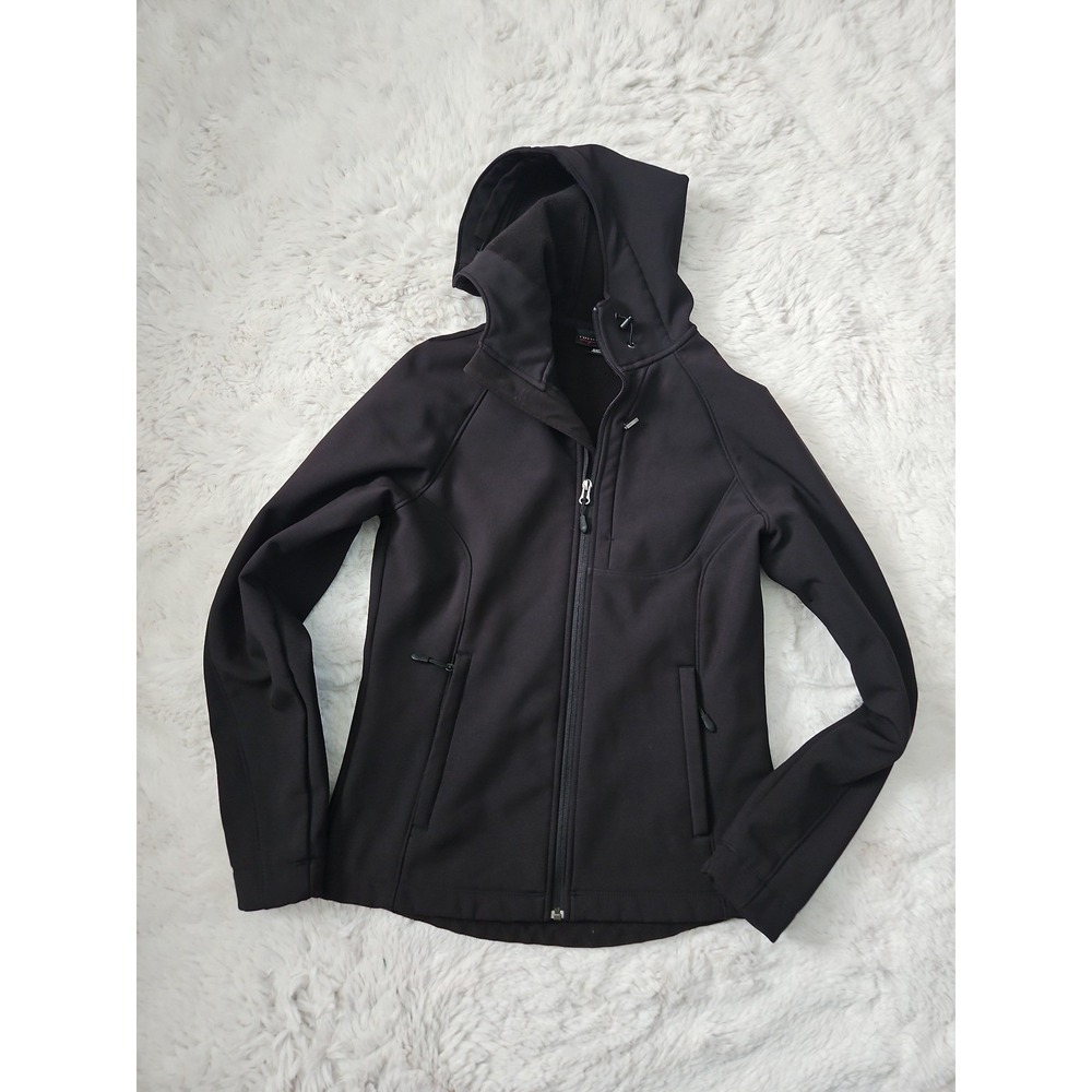 Kirkland Signature Women's Hooded Softshell Jacket Black Fleece Lined Size Small